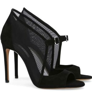 Silvia Rossini Black Open Toe Suede Pumps